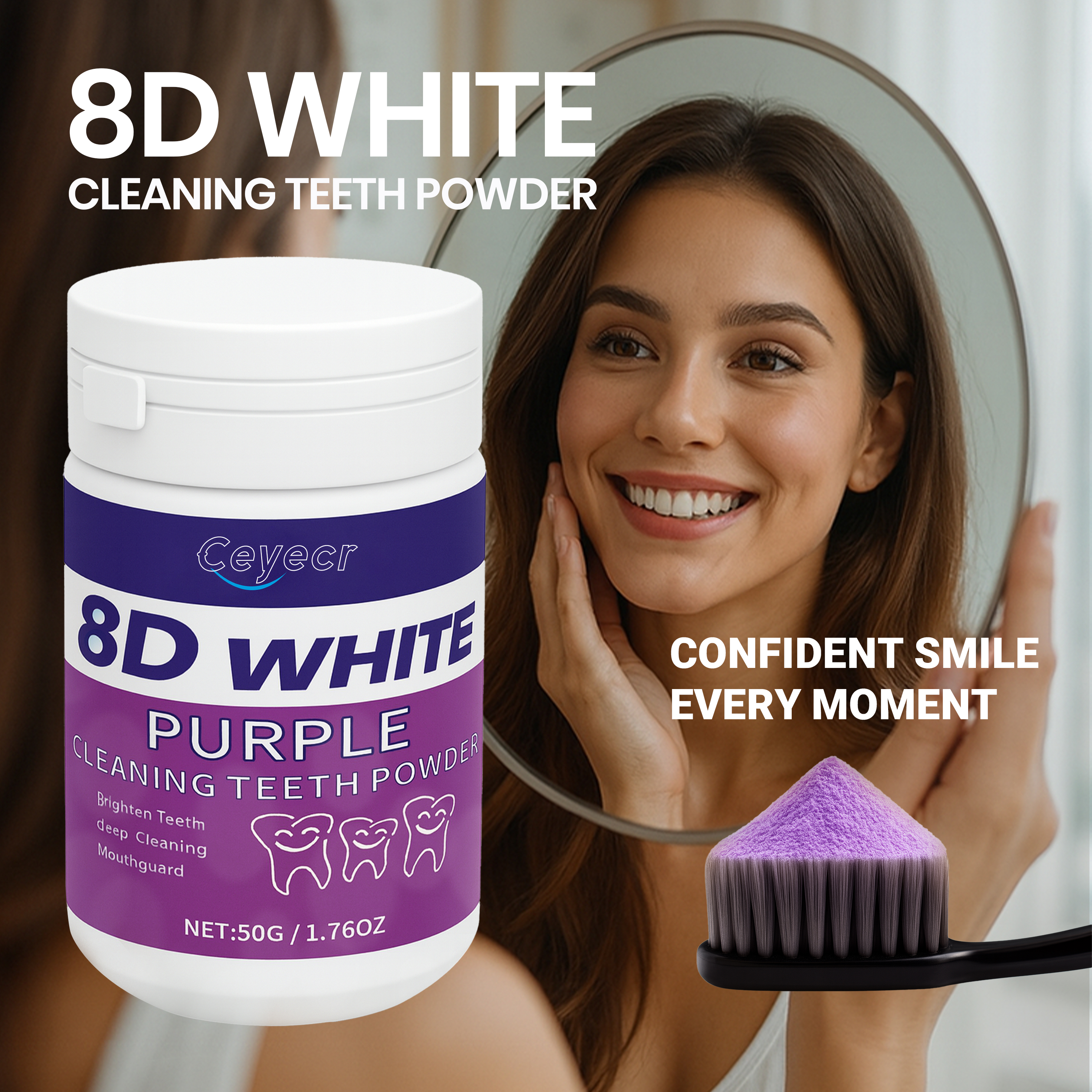 Teeth Whitening Foam - 8D white Teeth Whitening Powder, 50g/1.76.Oz