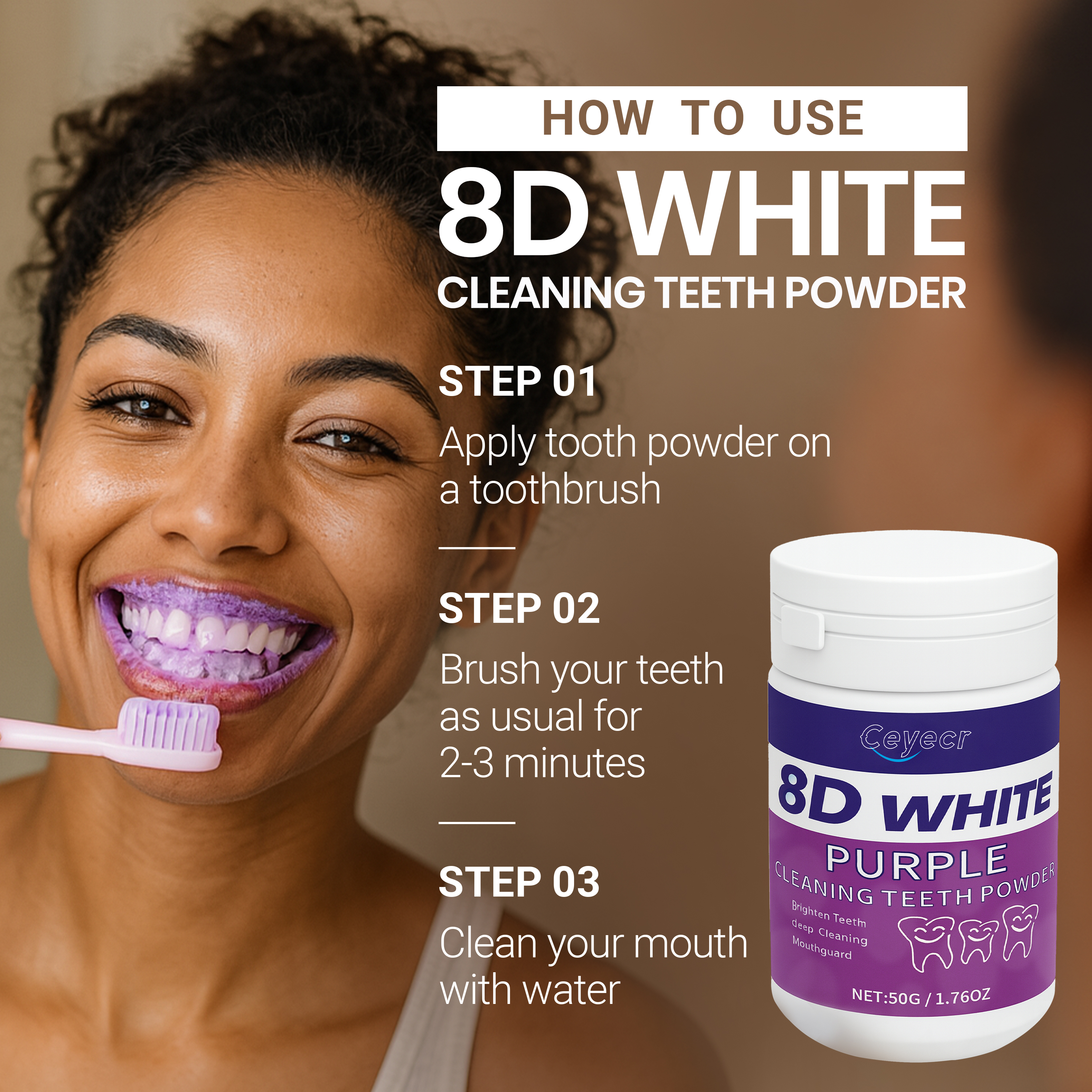 8D white Teeth Whitening Powde - Teeth Whitening Foam 리뷰 및 가격
